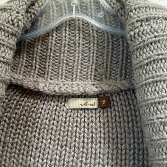 Aritzia Wilfred Alpaca Wool Wrap Cardigan Shawl Collar Sweater Chunky Knit Soft - Picture 9 of 15